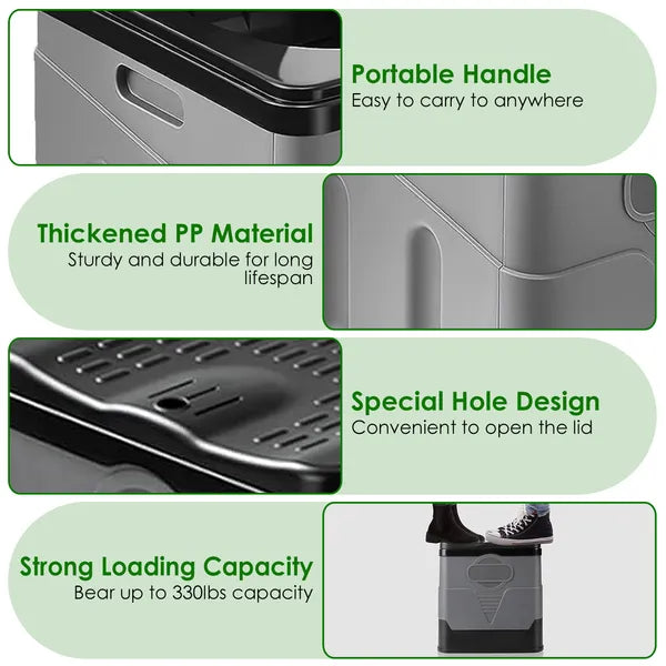 Portable Folding Camping Toilet with Lid – Travel Potty with Carry Bag & Trash Bags - Outriva