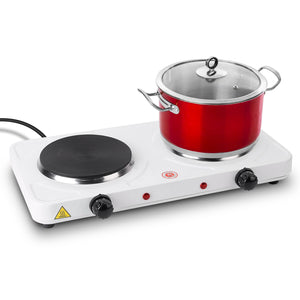 2000W Double Electric Burner – Dual Hot Plate with 5-Level Temperature Control - Outriva