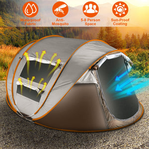 5–8 Person Automatic Camping Tent – Waterproof Instant Setup Tent with Mosquito Net Windows - Outriva