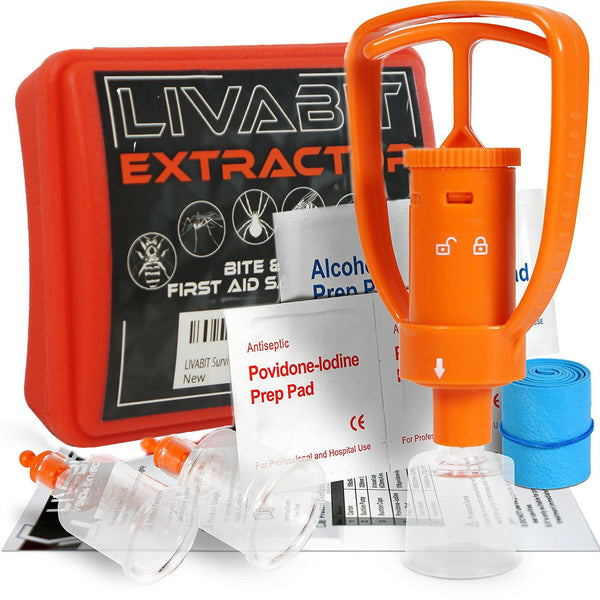 LIVABIT Snake Bite & Bee Sting Kit – Emergency Venom Extractor Suction Pump for Camping & Hiking