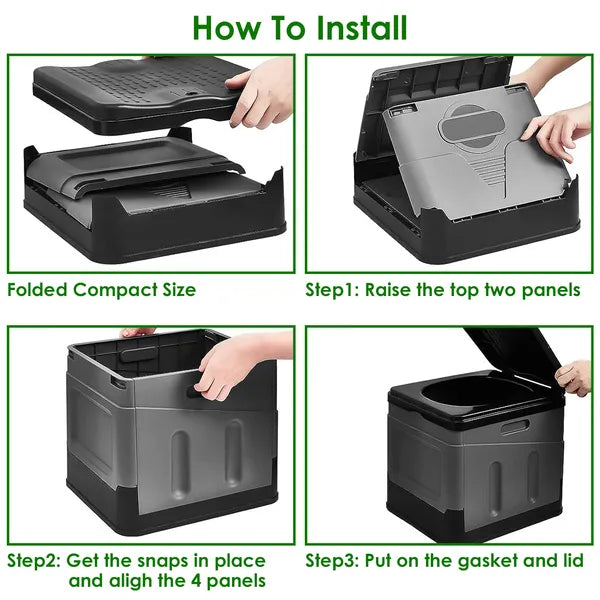 Portable Folding Camping Toilet with Lid – Travel Potty with Carry Bag & Trash Bags - Outriva