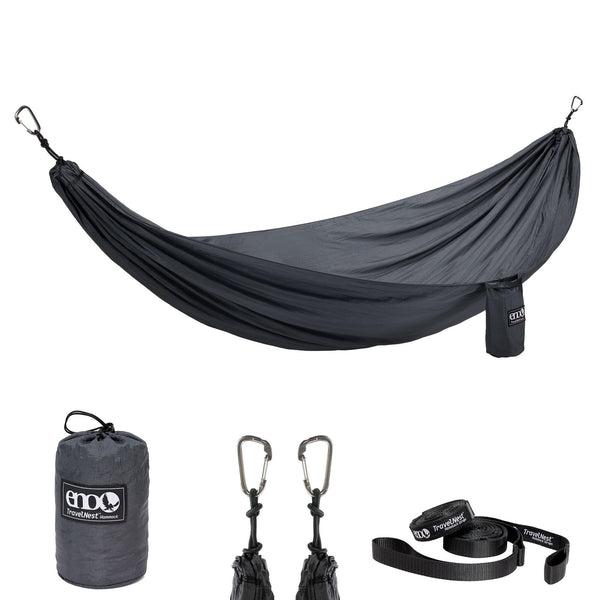 ENO TravelNest Hammock & Straps Combo – Portable Camping Hammock for Hiking & Backpacking (Charcoal)