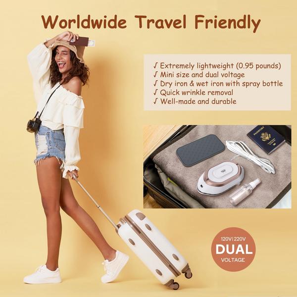Portable Travel Iron – Compact Mini Steam Iron for Clothes, Travel & Home Use