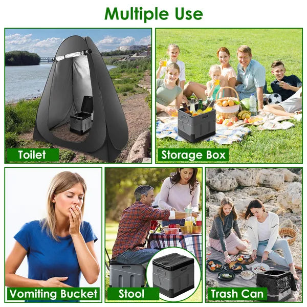 Portable Folding Camping Toilet with Lid – Travel Potty with Carry Bag & Trash Bags - Outriva