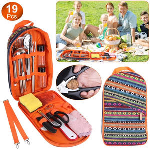 19-Piece Camping Cookware Set – Portable Outdoor Cooking Kit for Hiking & Travel - Outriva