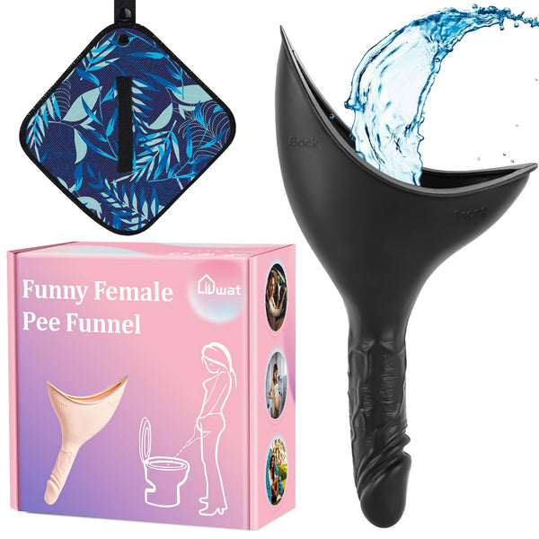 Liuwat Female Urinal Set Portable Pee Device Reusable Pee Funnel & Pee Cloth with Carry Bag Silicone She Pee for Women Stand to Pee Camping Outdoor Travel Gear