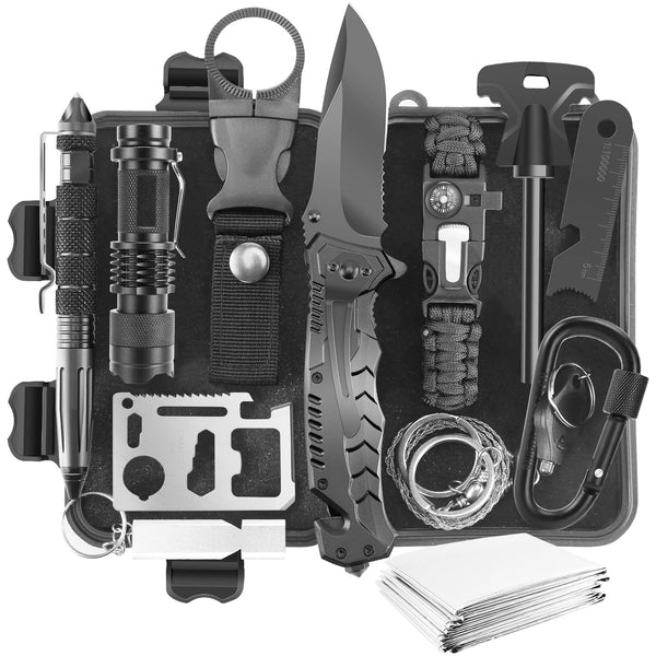 JINAGER Survival Gear Kit – Outdoor Emergency Tool Set with Fire Starter, Whistle & Tactical Pen